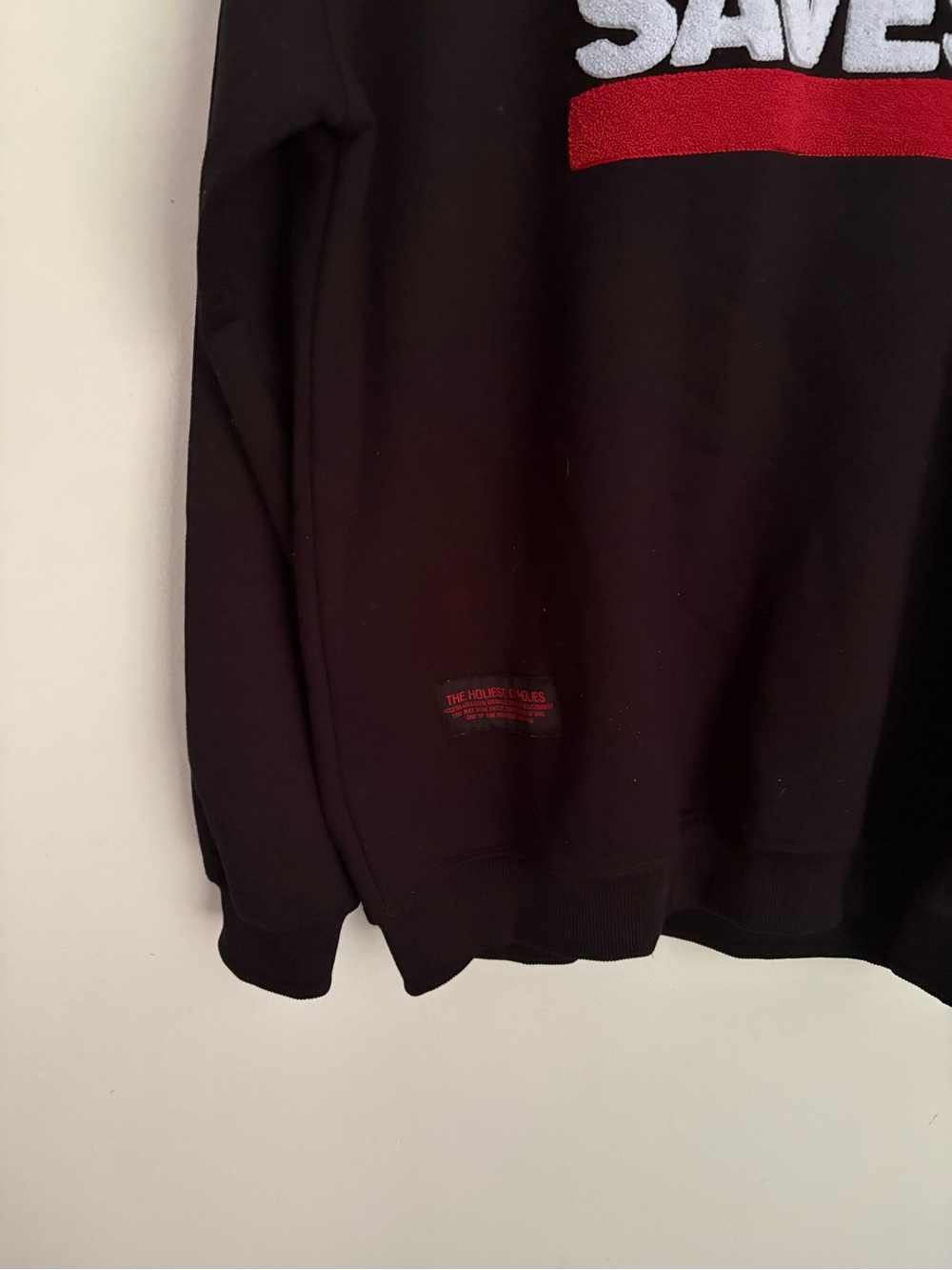 HOLY ONE Jesus Saves Black Sweatshirt with Red White Logo Faith Mens XXL - Picture 3 of 6